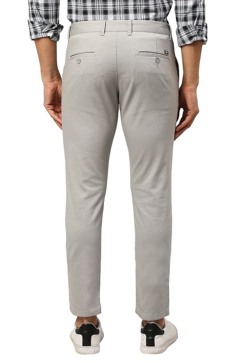 BASICS TAPERED FIT COTTON STRETCH DOBBY TROUSERS