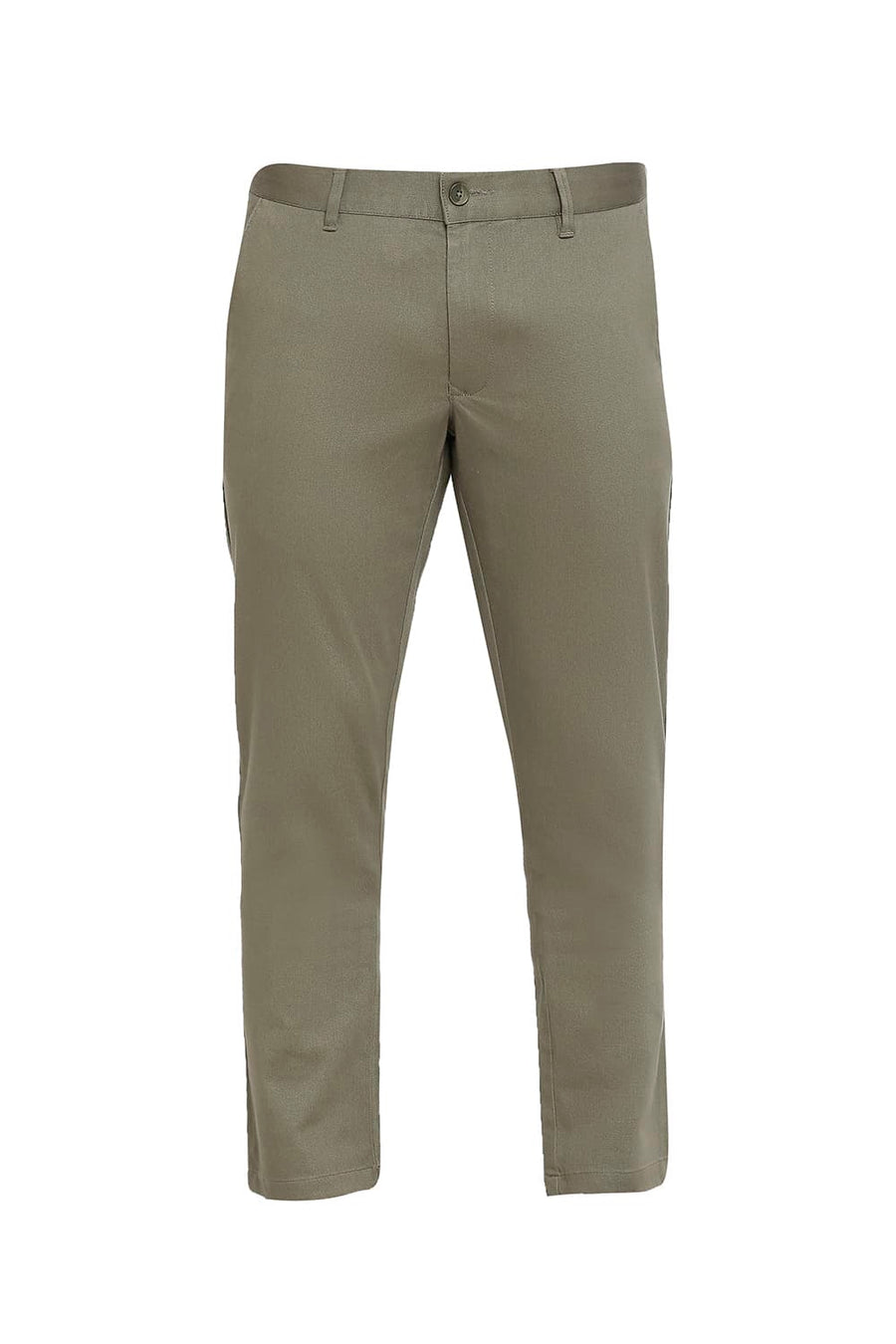 BASICS TAPERED FIT BEETLE GREEN COTTON STRETCH DOBBY TROUSERS