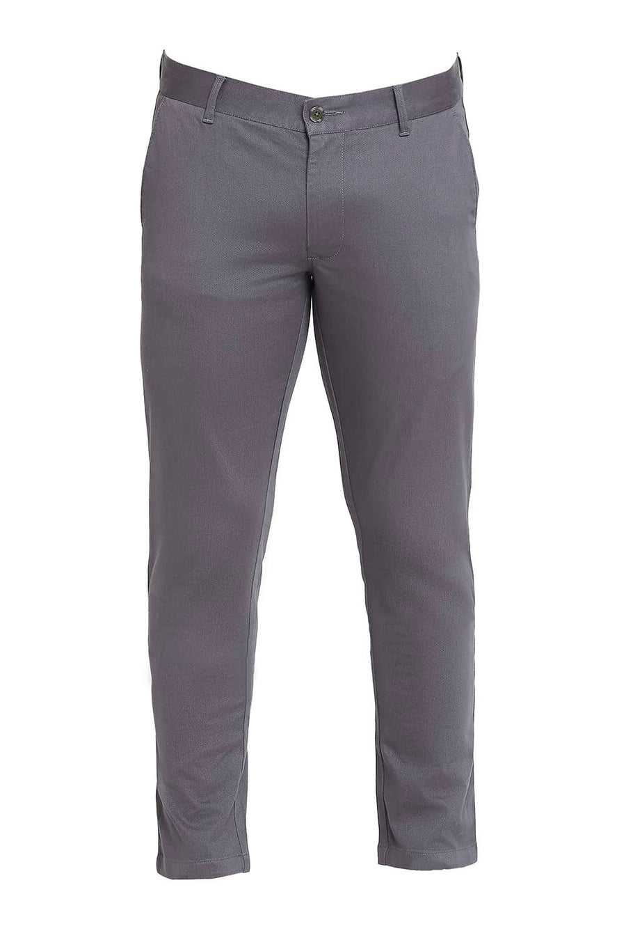 BASICS TAPERED FIT OMBRE GREY COTTON STRETCH DOBBY TROUSERS