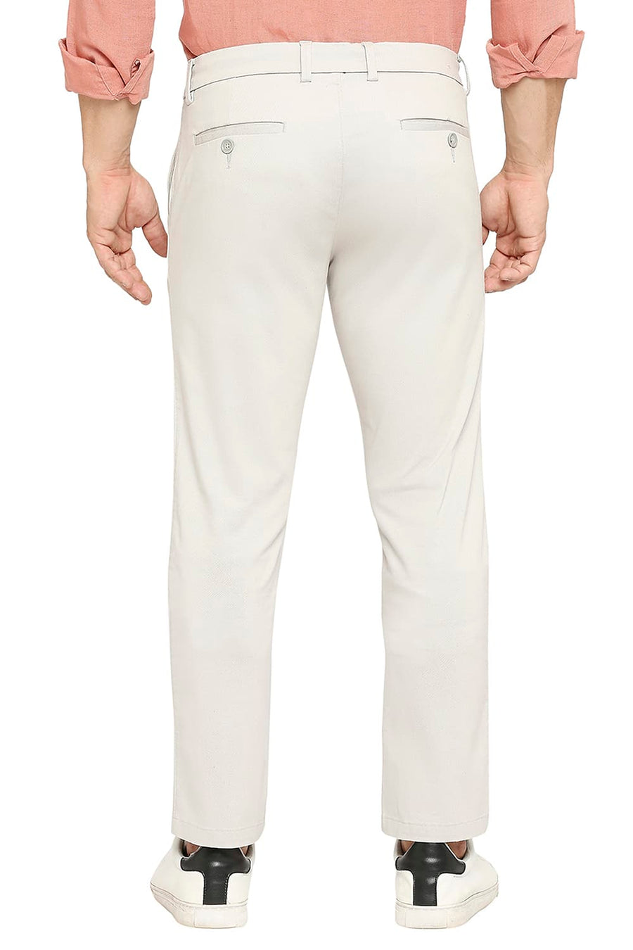 BASICS TAPERED FIT MOONSTRUCK STONE COTTON STRETCH DOBBY TROUSERS
