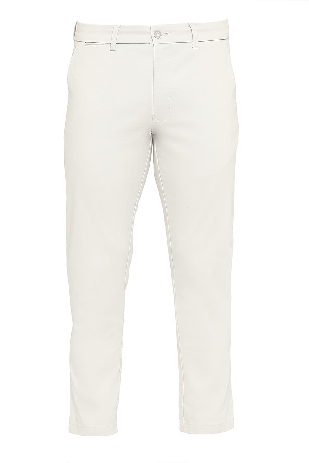 BASICS TAPERED FIT COTTON STRETCH DOBBY TROUSERS