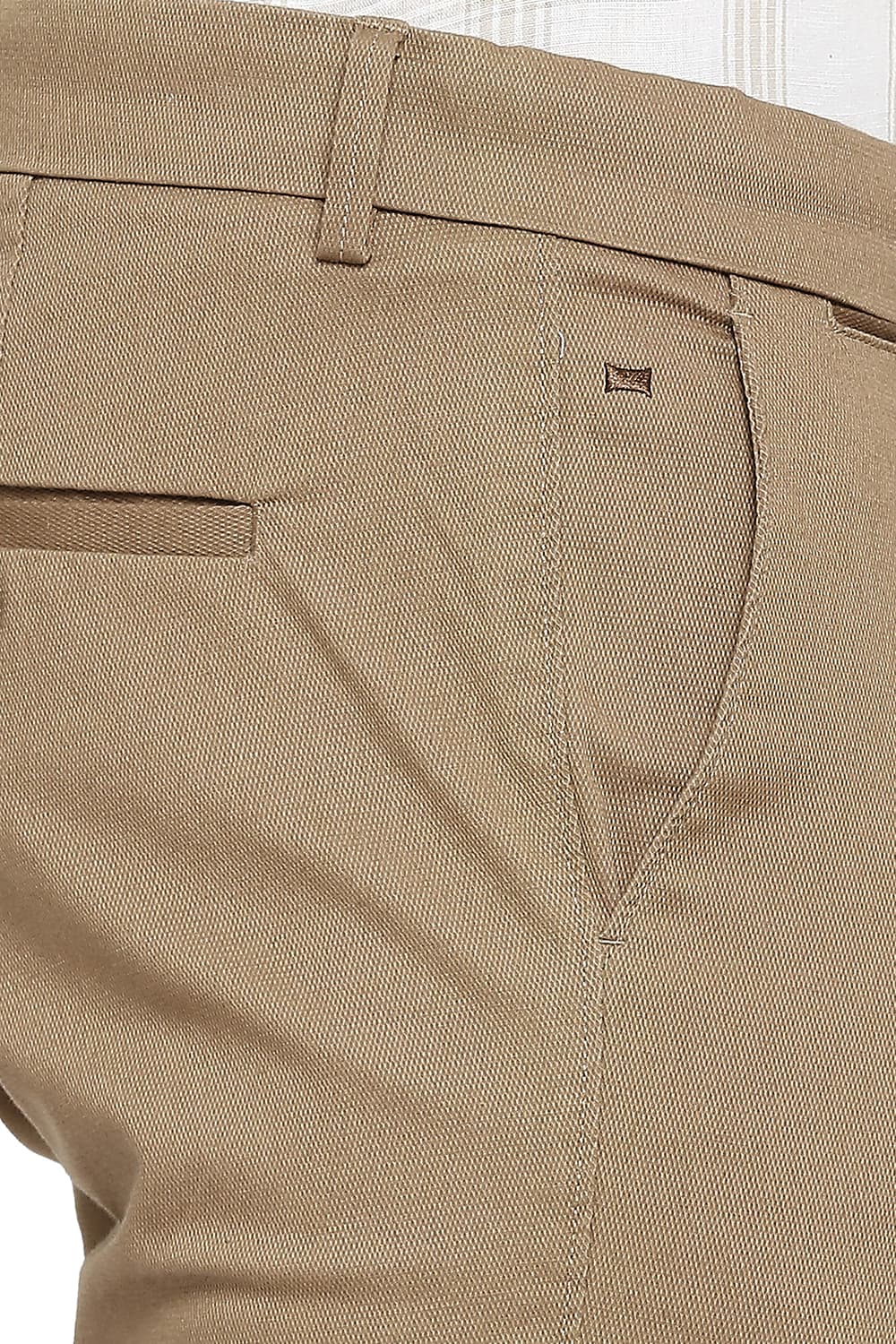 BASICS TAPERED FIT COTTON STRETCH DOBBY TROUSERS