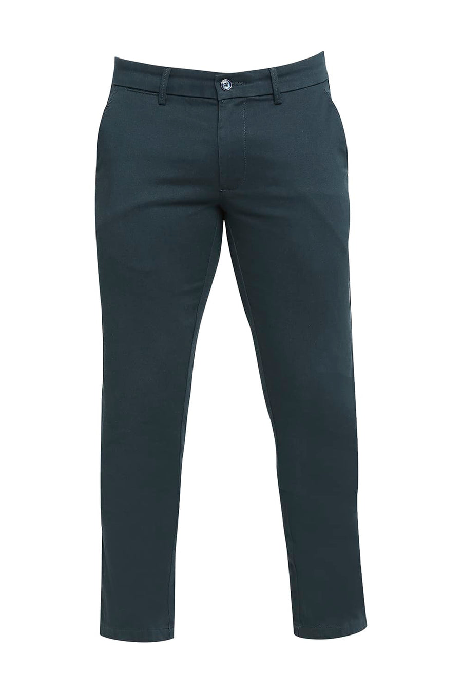 BASICS TAPERED FIT ATLANTIC TEAL COTTON STRETCH DOBBY TROUSERS