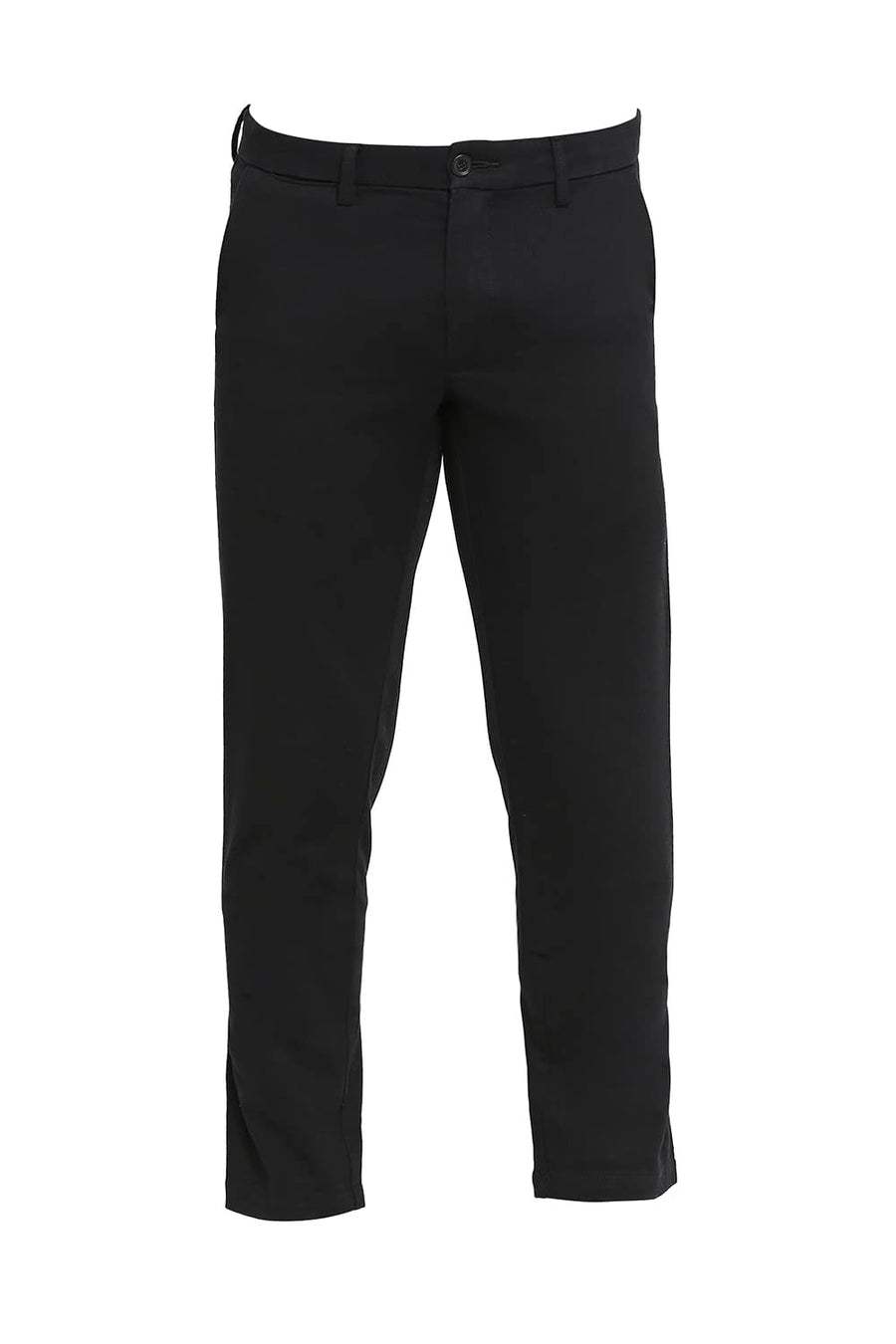 BASICS TAPERED FIT ANTHRACITE BLACK COTTON STRETCH DOBBY TROUSERS