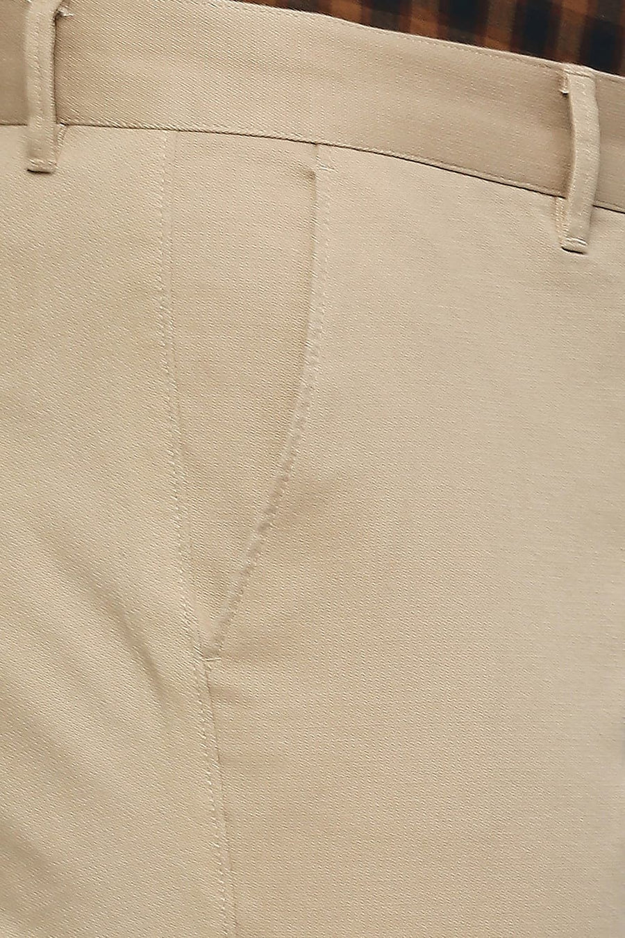 BASICS TAPERED FIT INCENSE KHAKI COTTON STRETCH DOBBY TROUSERS
