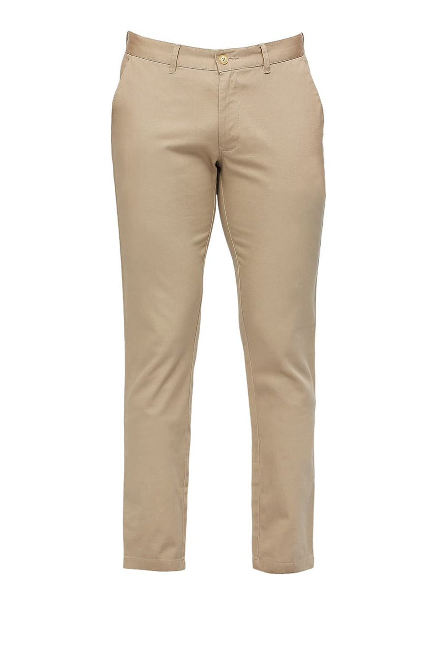 BASICS TAPERED FIT INCENSE KHAKI COTTON STRETCH DOBBY TROUSERS