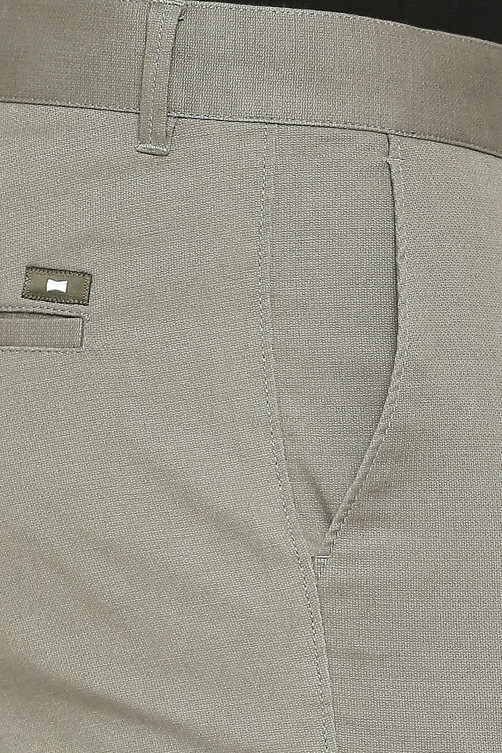 BASICS TAPERED FIT COTTON STRETCH DOBBY TROUSERS