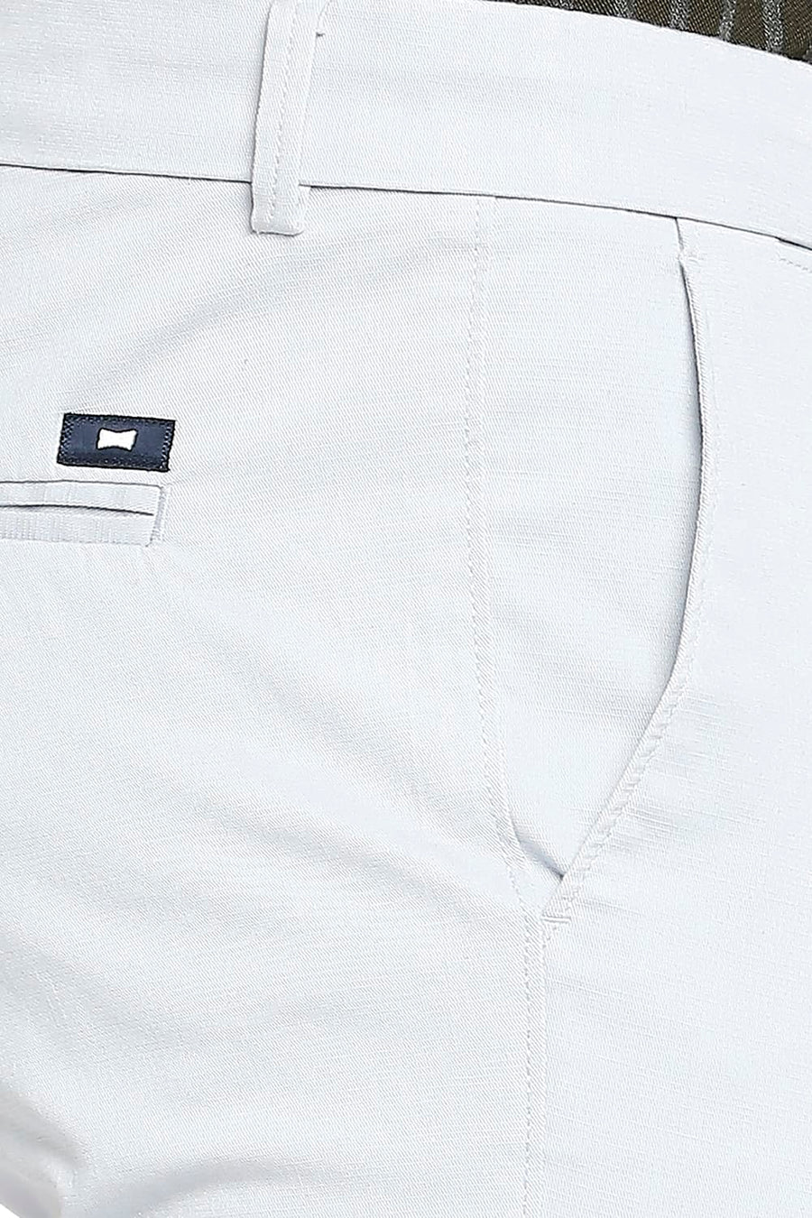 BASICS TAPERED FIT BLUE DAWN COTTON STRETCH DOBBY TROUSERS