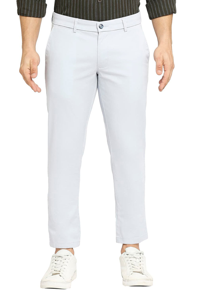 BASICS TAPERED FIT COTTON STRETCH DOBBY TROUSERS