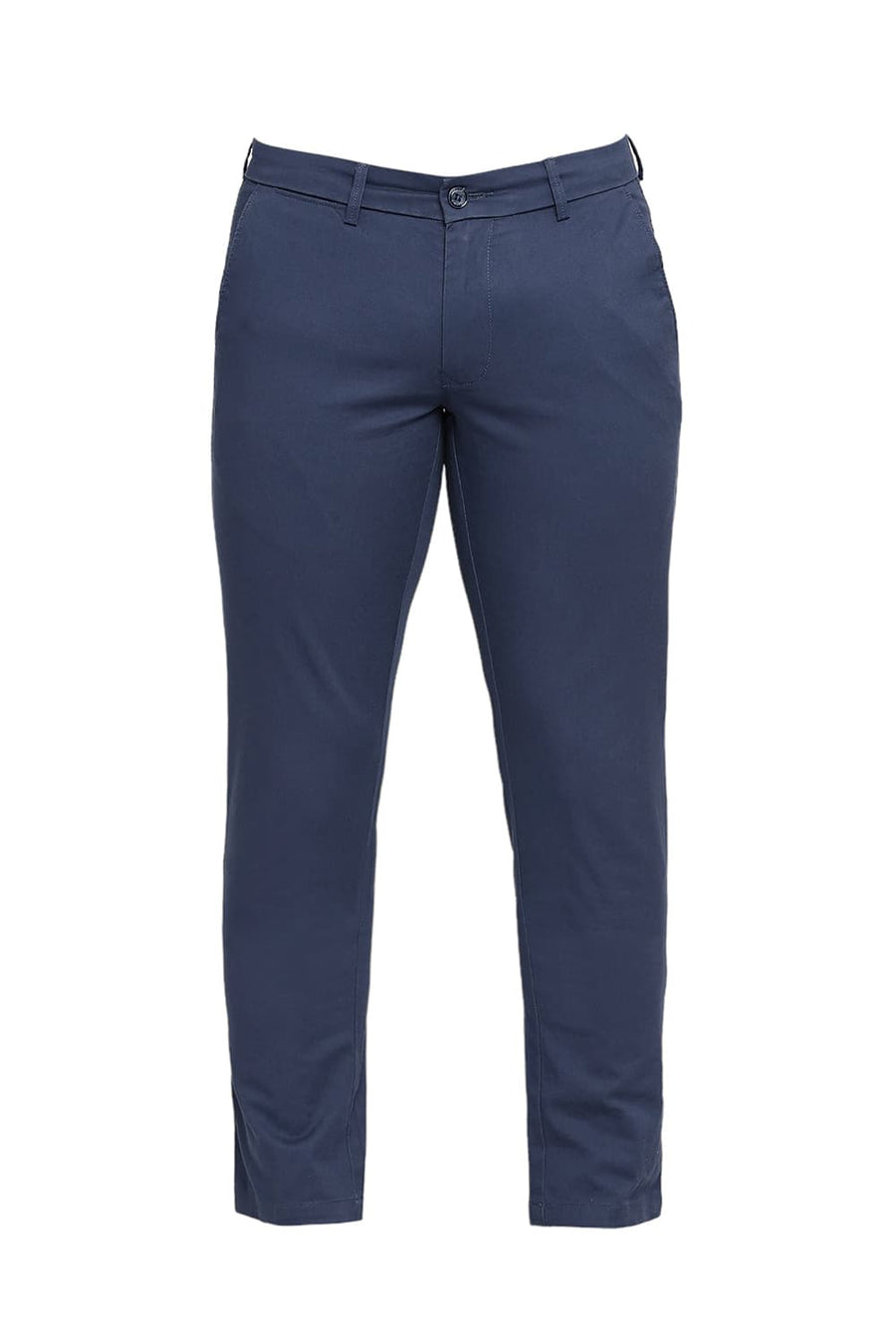 BASICS TAPERED FIT ENSIGN BLUE COTTON STRETCH DOBBY TROUSERS