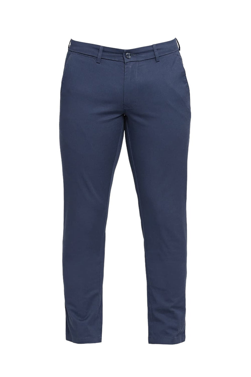 BASICS TAPERED FIT COTTON STRETCH DOBBY TROUSERS