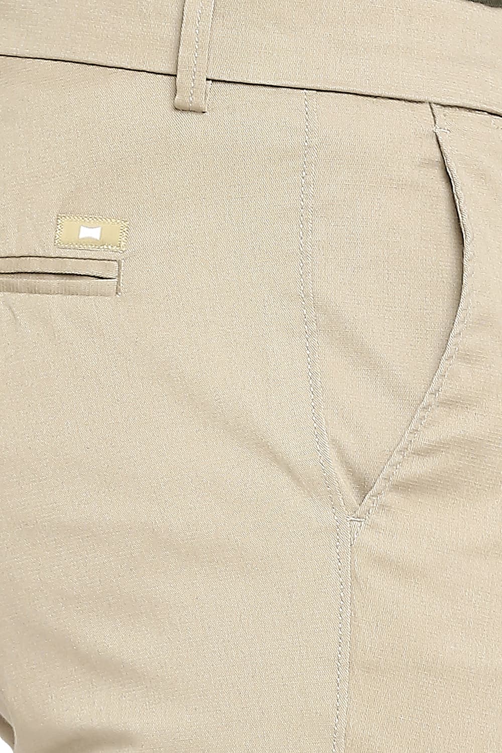 BASICS TAPERED FIT COTTON STRETCH DOBBY TROUSERS