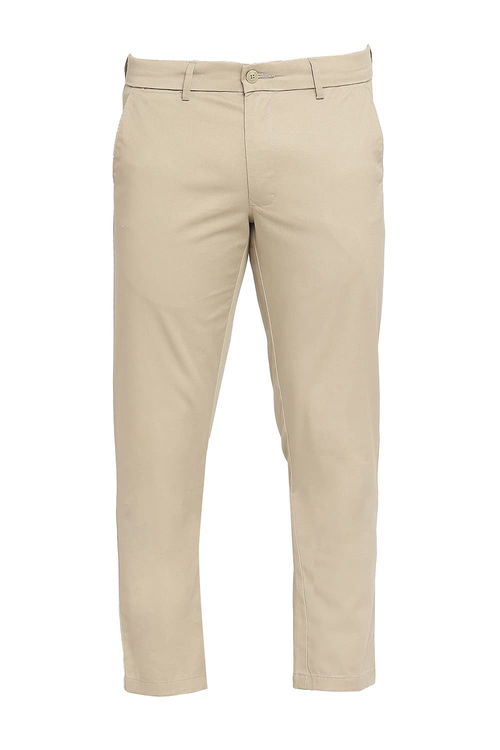 BASICS TAPERED FIT COTTON STRETCH DOBBY TROUSERS