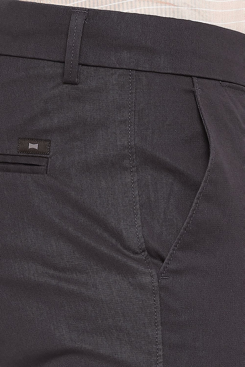 BASICS TAPERED FIT COTTON STRETCH DOBBY TROUSERS