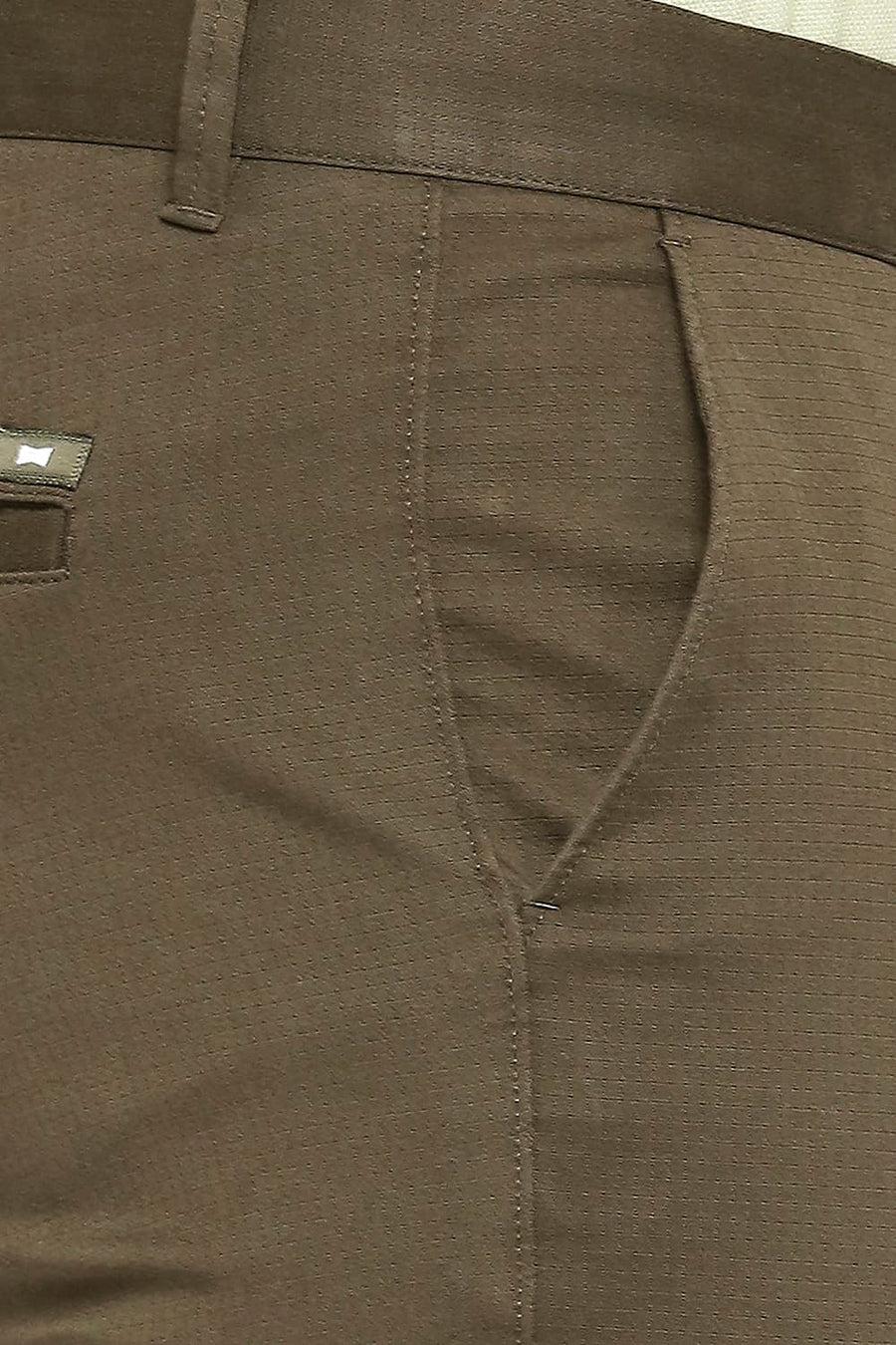 BASICS TAPERED FIT FOREST NIGHT GREEN COTTON STRETCH DOBBY TROUSERS
