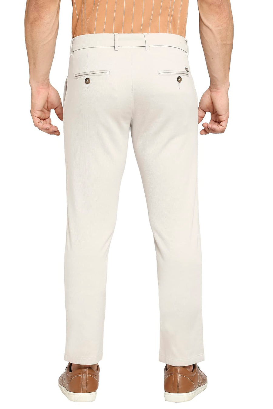 BASICS TAPERED FIT VINTAGE STONE COTTON STRETCH DOBBY TROUSERS
