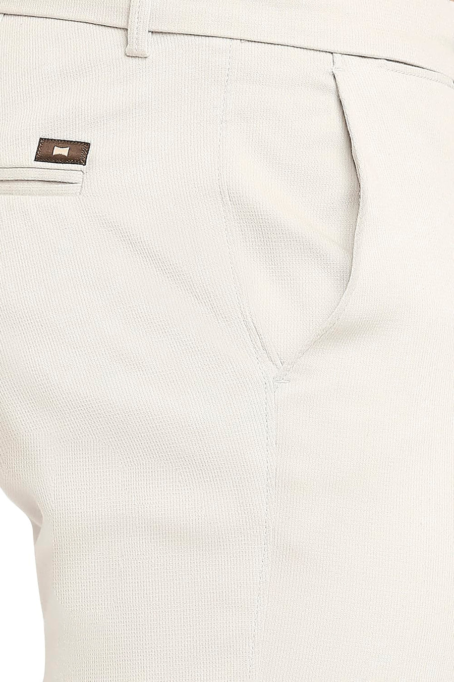 BASICS TAPERED FIT VINTAGE STONE COTTON STRETCH DOBBY TROUSERS