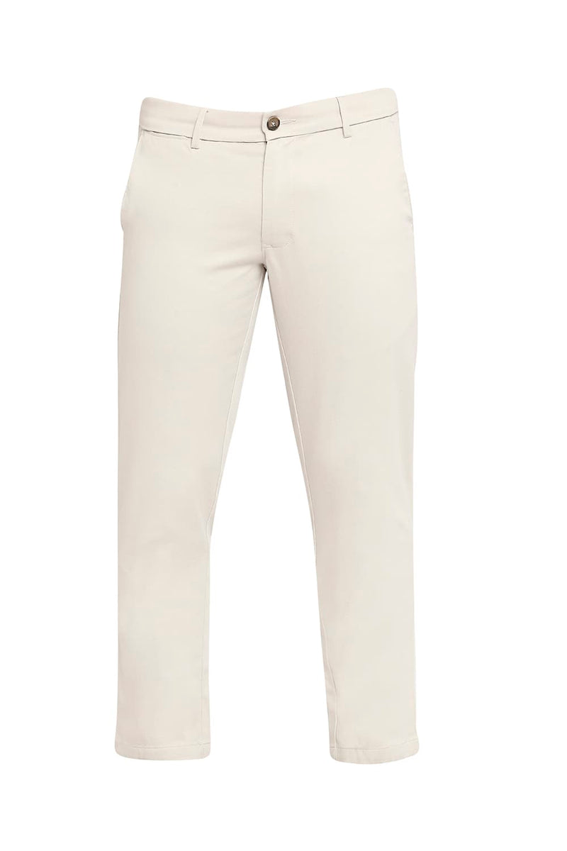 BASICS TAPERED FIT COTTON STRETCH DOBBY TROUSERS