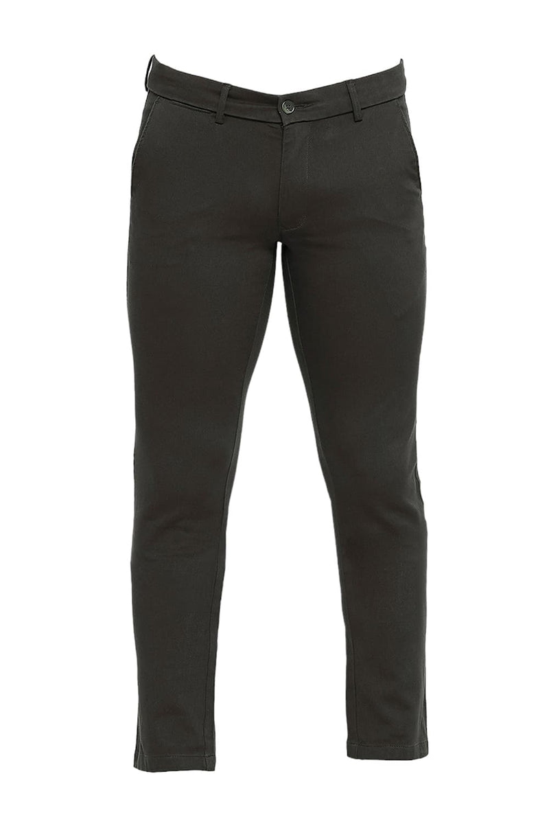 BASICS TAPERED FIT COTTON STRETCH DOBBY TROUSERS