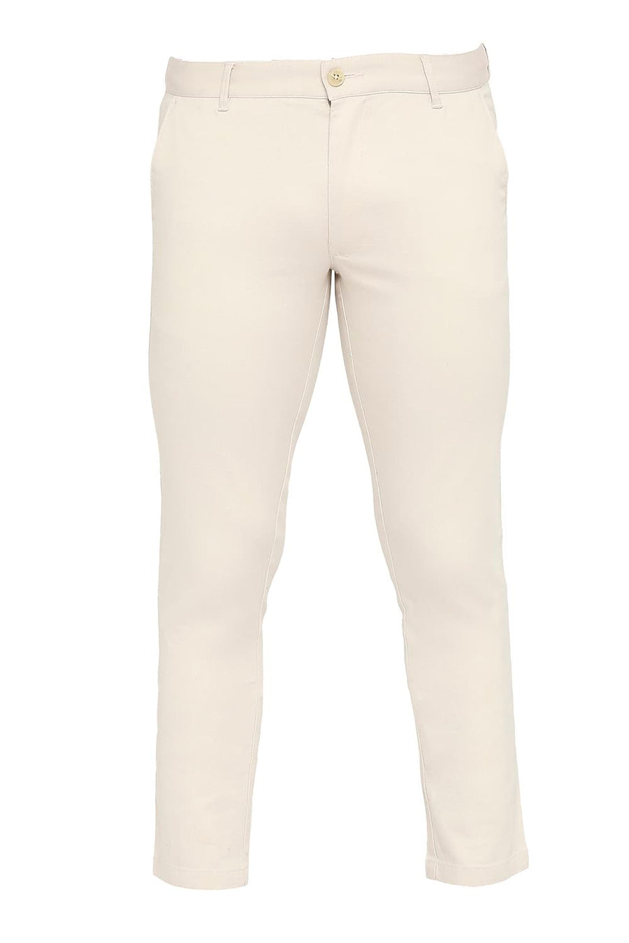 BASICS TAPERED FIT ECRU SMOKE COTTON STRETCH DOBBY TROUSERS