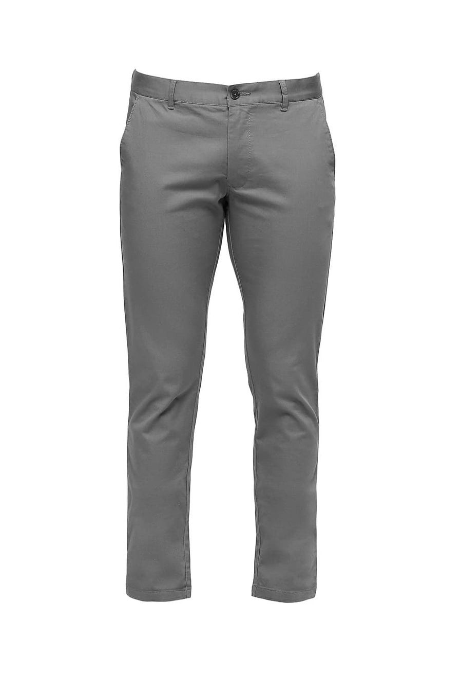 BASICS TAPERED FIT DARK GULL GREY COTTON STRETCH DOBBY TROUSERS