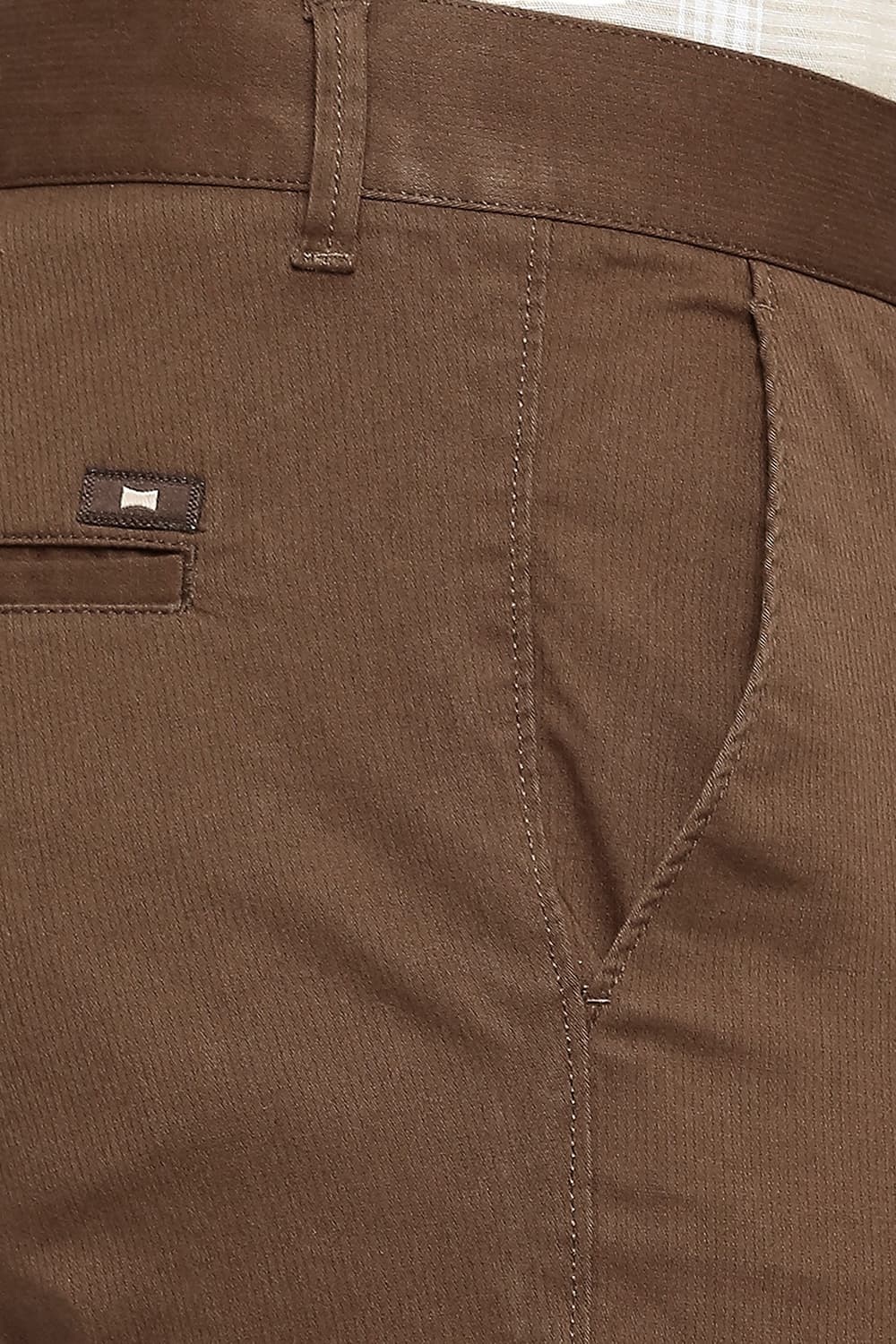 BASICS TAPERED FIT COTTON STRETCH DOBBY TROUSERS