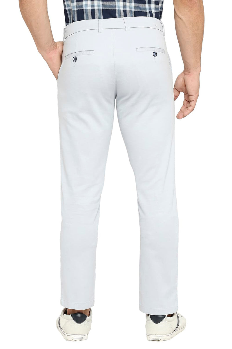 BASICS TAPERED FIT COTTON STRETCH DOBBY TROUSERS