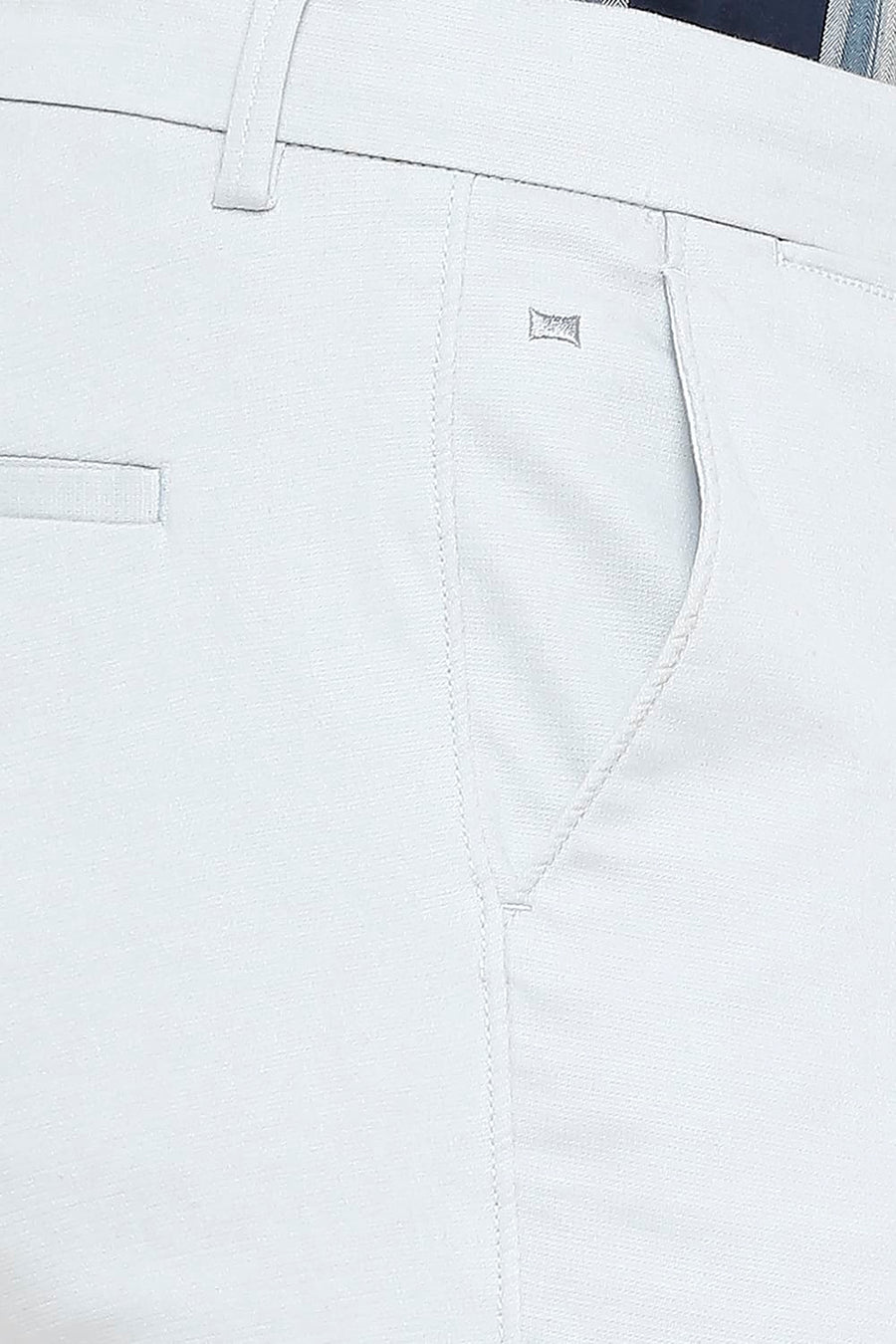 BASICS TAPERED FIT BLUE FOG COTTON STRETCH DOBBY TROUSERS