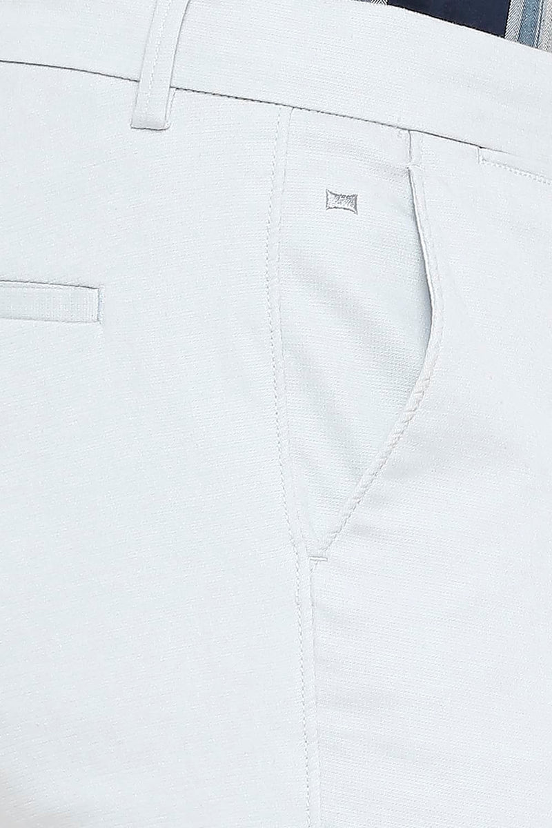 BASICS TAPERED FIT COTTON STRETCH DOBBY TROUSERS