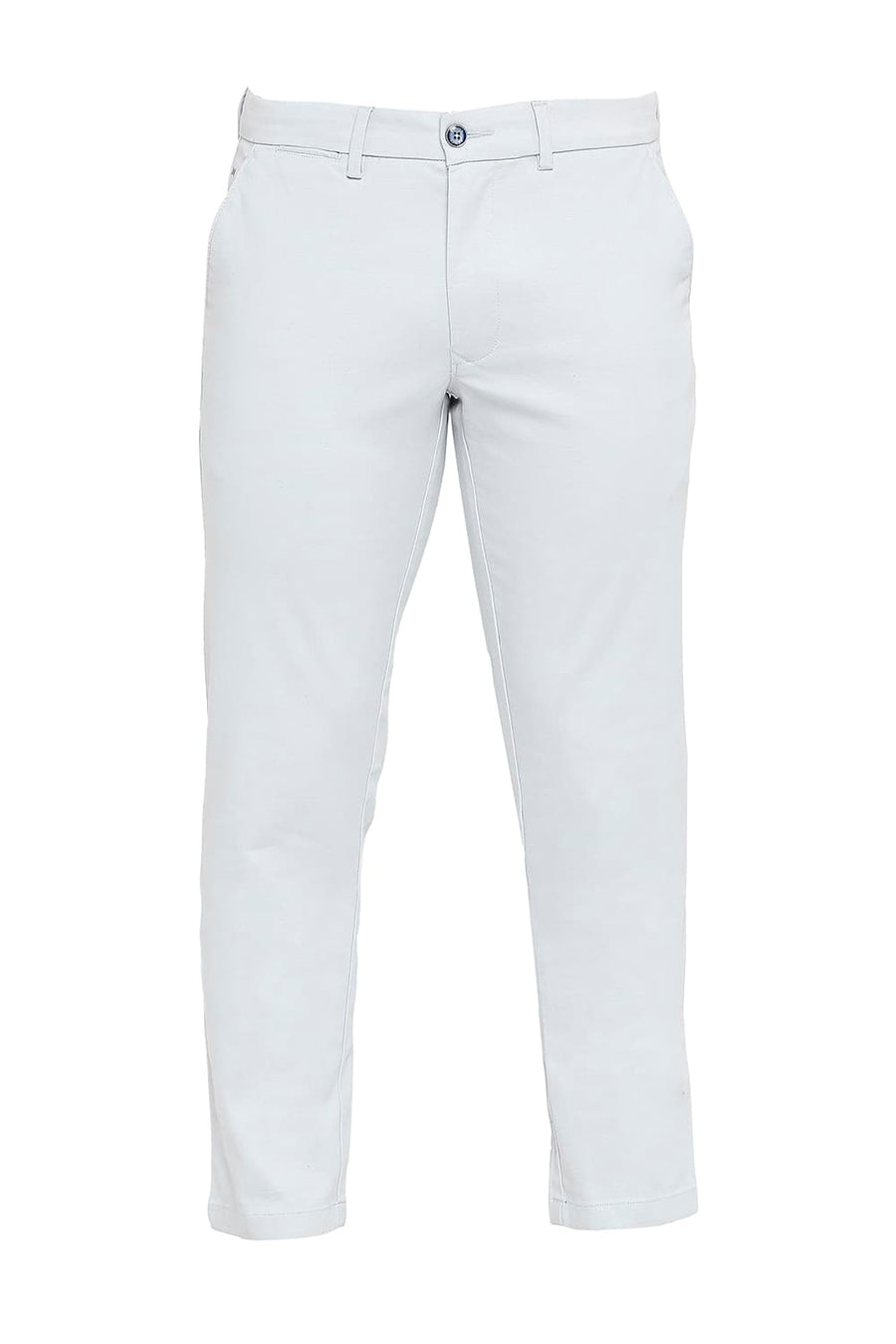 BASICS TAPERED FIT BLUE FOG COTTON STRETCH DOBBY TROUSERS