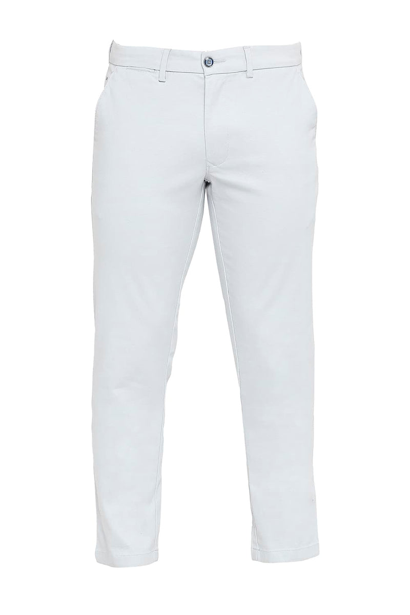 BASICS TAPERED FIT COTTON STRETCH DOBBY TROUSERS