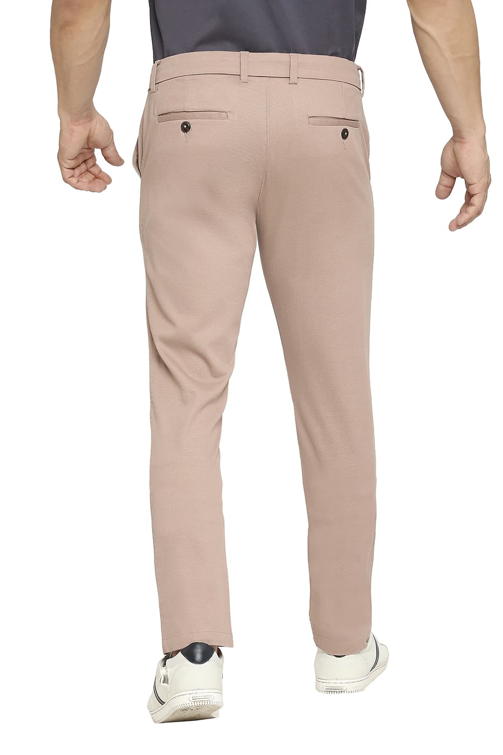 BASICS TAPERED FIT COTTON STRETCH DOBBY TROUSERS