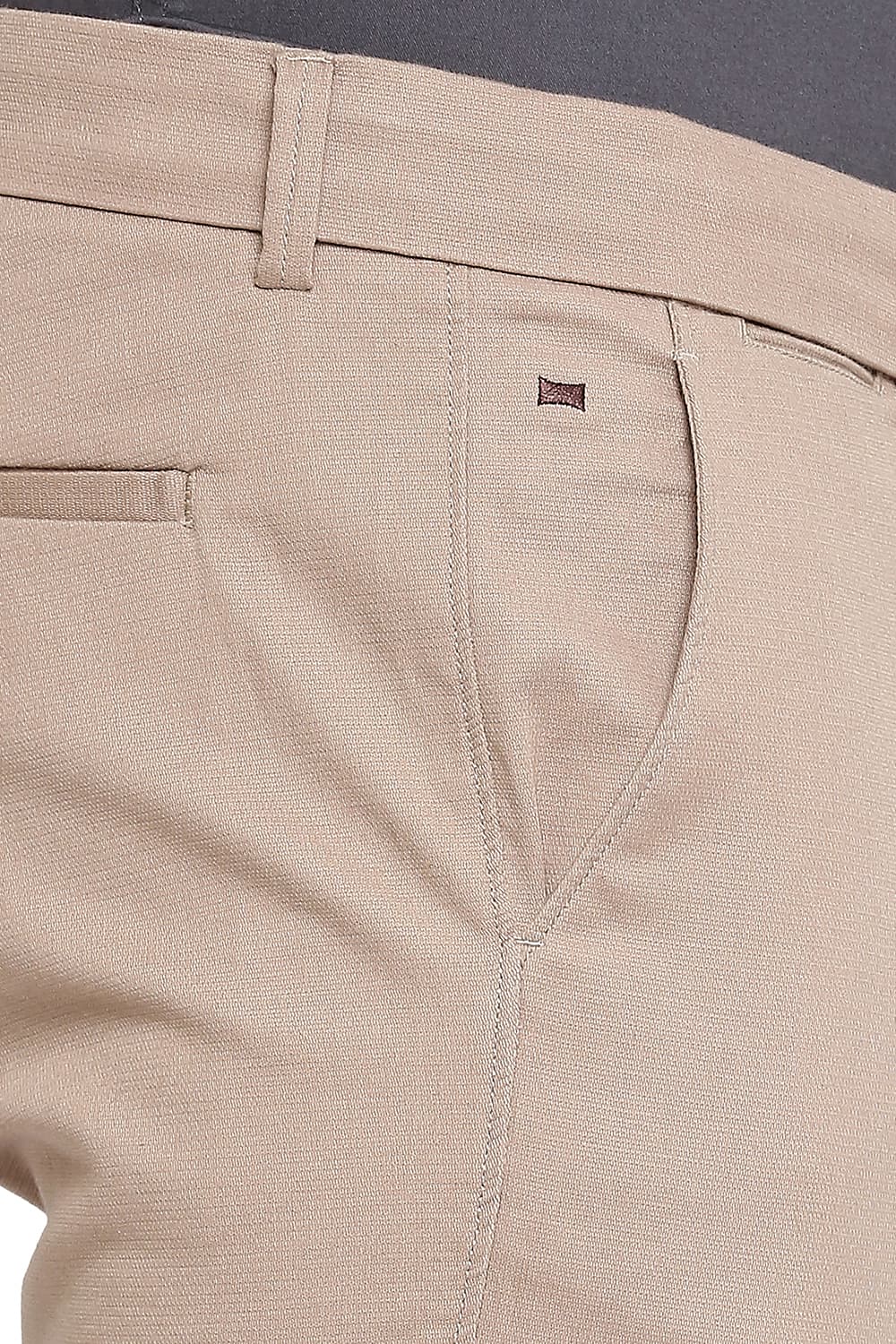 BASICS TAPERED FIT COTTON STRETCH DOBBY TROUSERS