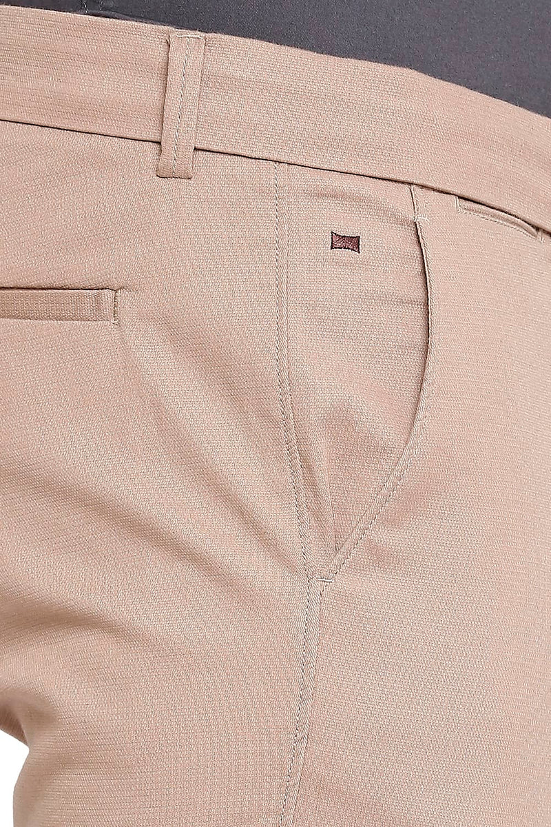 BASICS TAPERED FIT COTTON STRETCH DOBBY TROUSERS