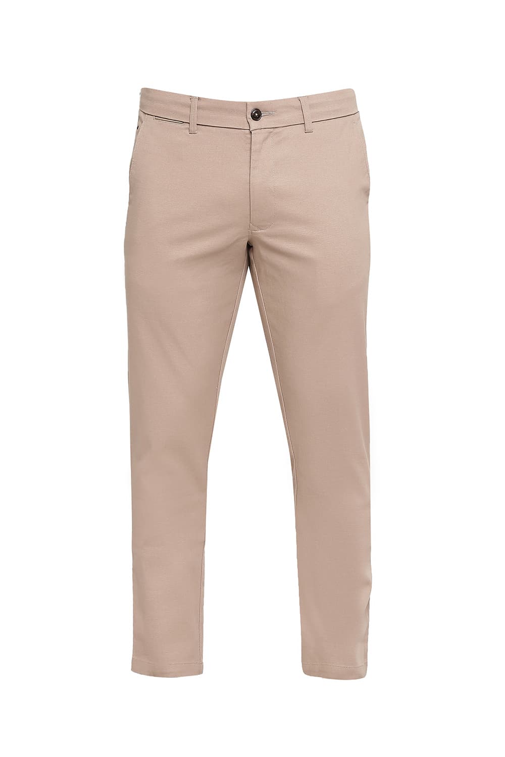 BASICS TAPERED FIT COTTON STRETCH DOBBY TROUSERS