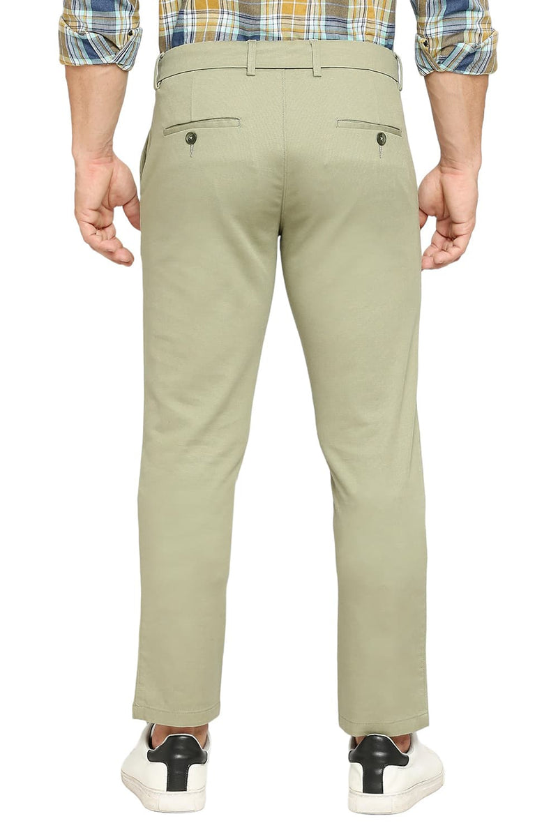 BASICS TAPERED FIT COTTON STRETCH DOBBY TROUSERS