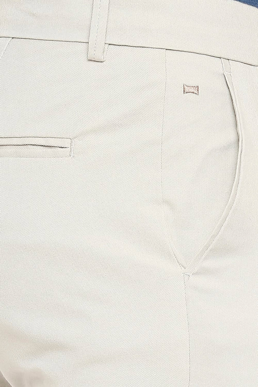 BASICS TAPERED FIT ECRU LINING COTTON STRETCH DOBBY TROUSERS