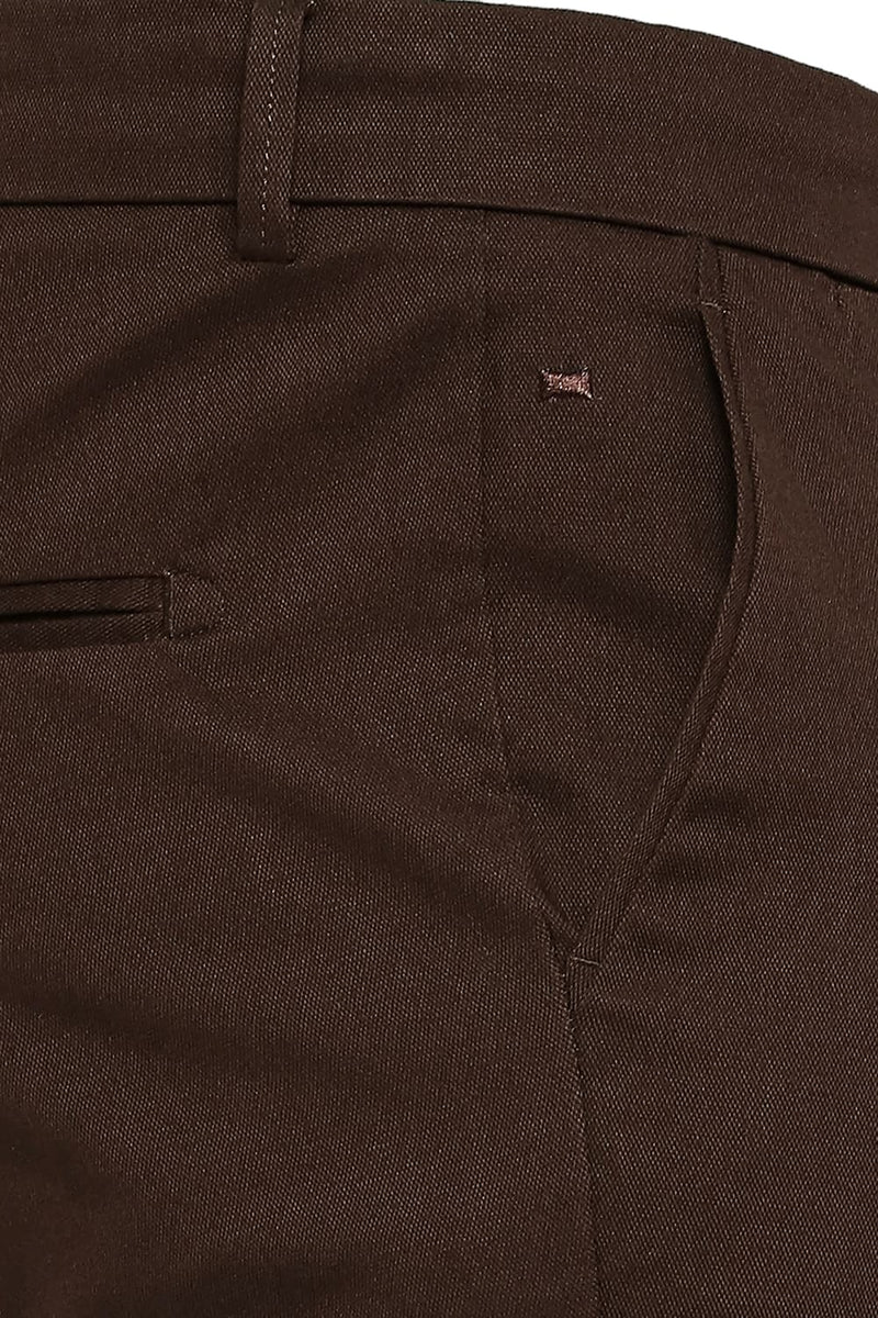 BASICS TAPERED FIT COTTON STRETCH DOBBY TROUSERS