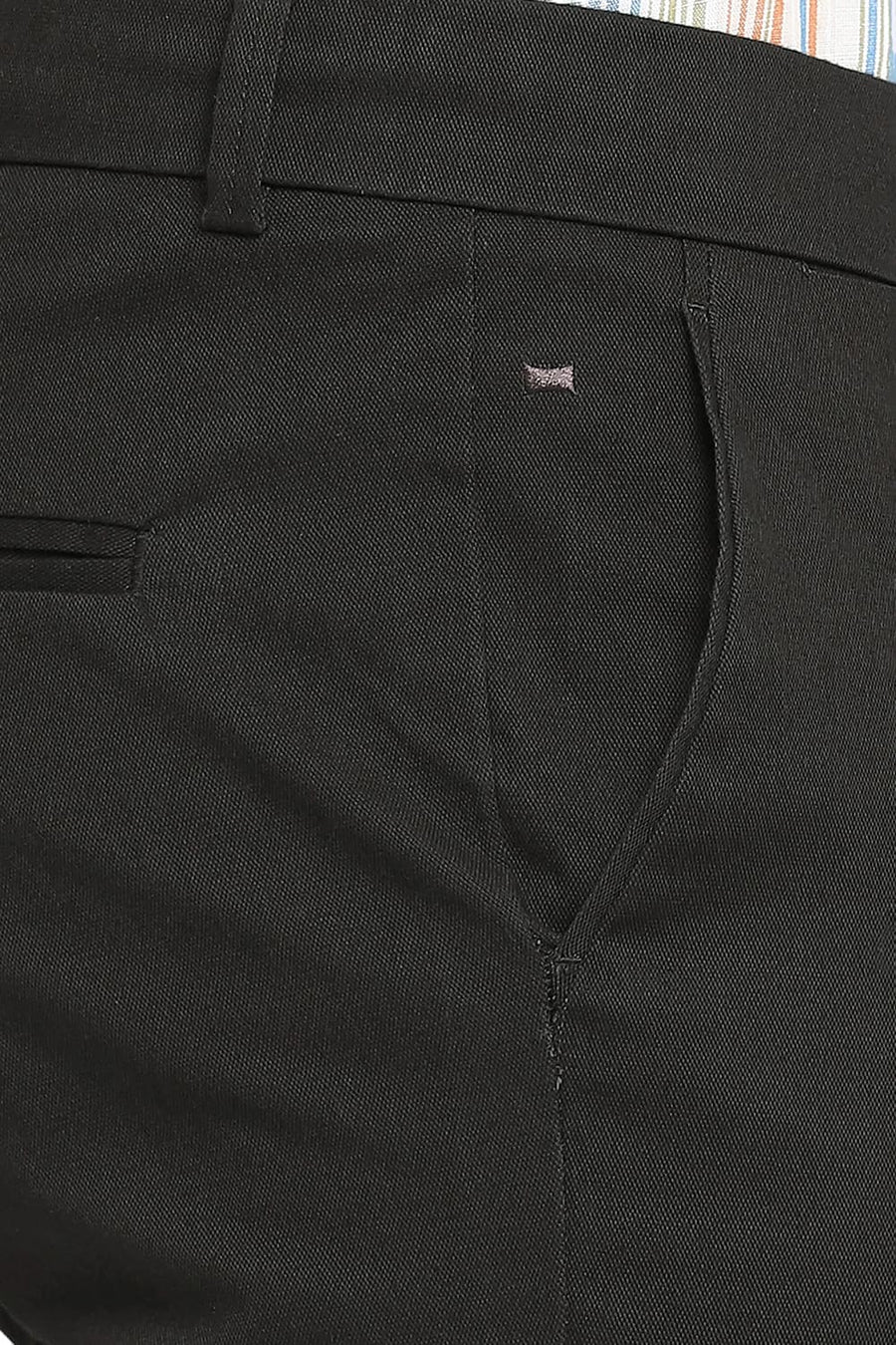 BASICS TAPERED FIT FOREST NIGHT GREEN COTTON STRETCH DOBBY TROUSERS