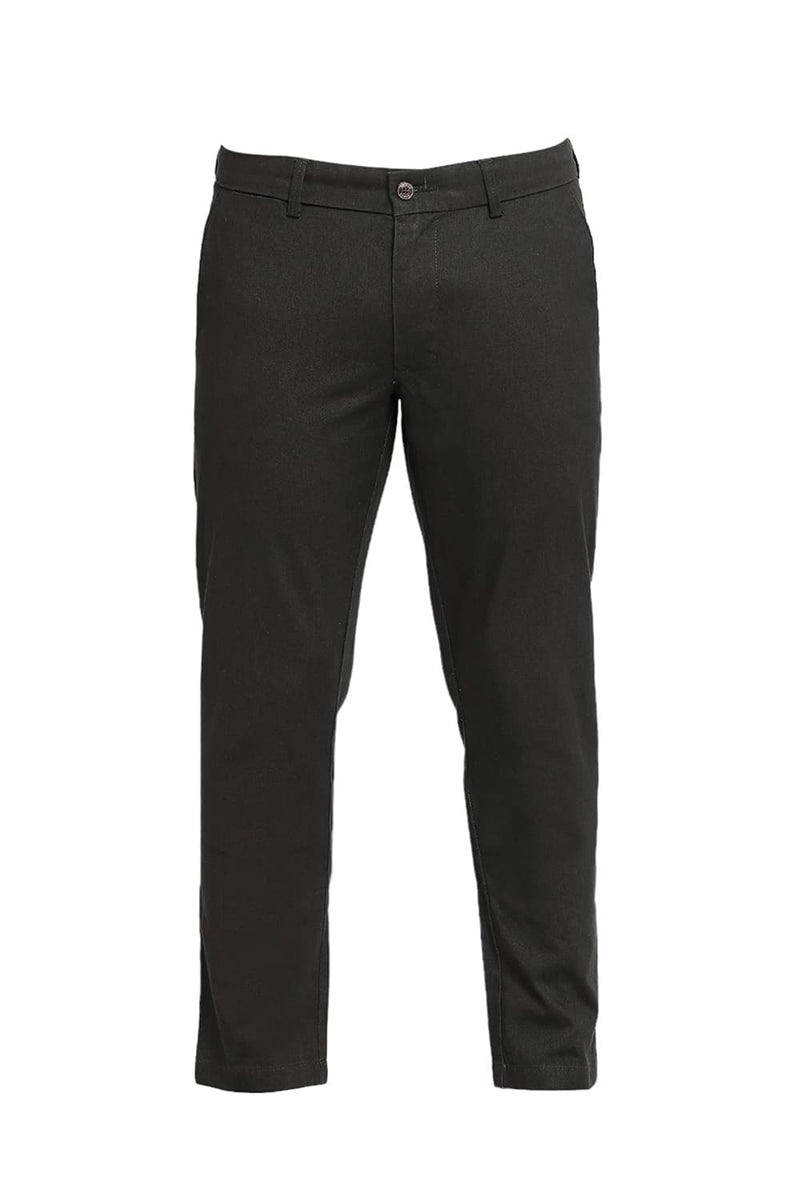 BASICS TAPERED FIT COTTON STRETCH DOBBY TROUSERS