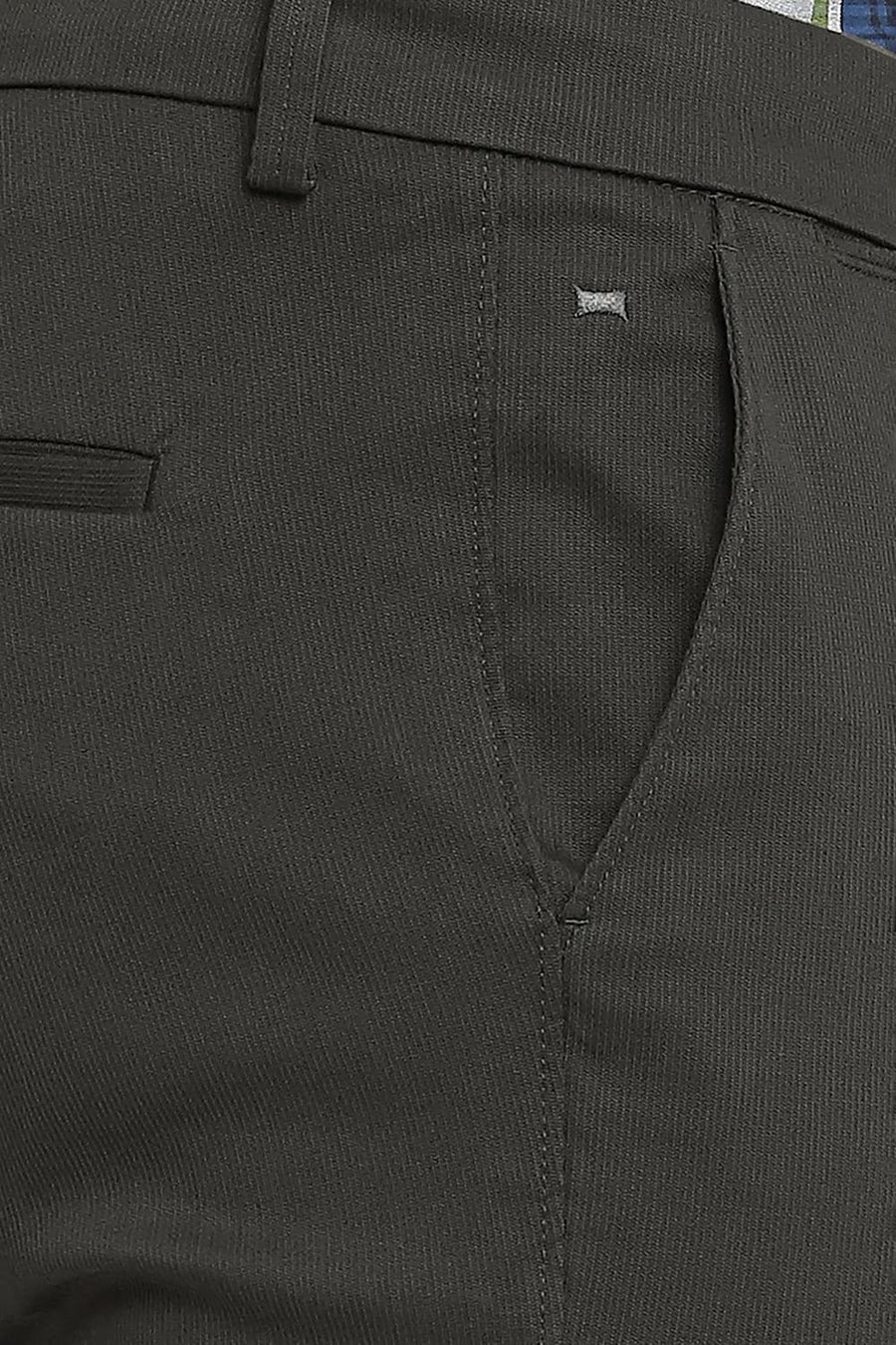 BASICS TAPERED FIT CASTOR GREY COTTON STRETCH DOBBY TROUSERS