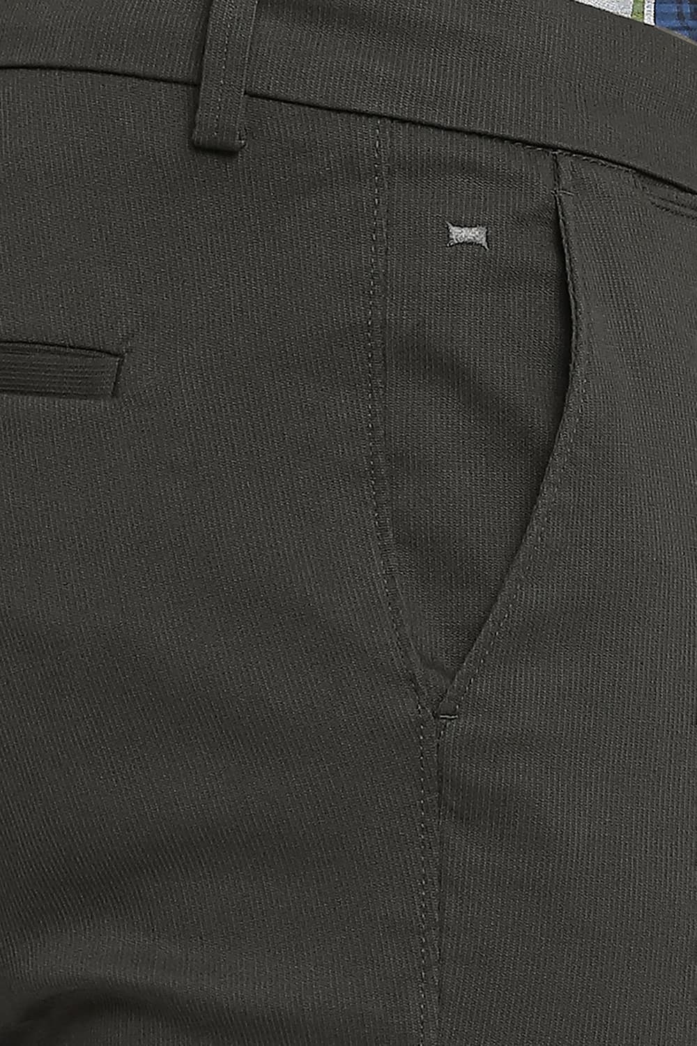 BASICS TAPERED FIT COTTON STRETCH DOBBY TROUSERS