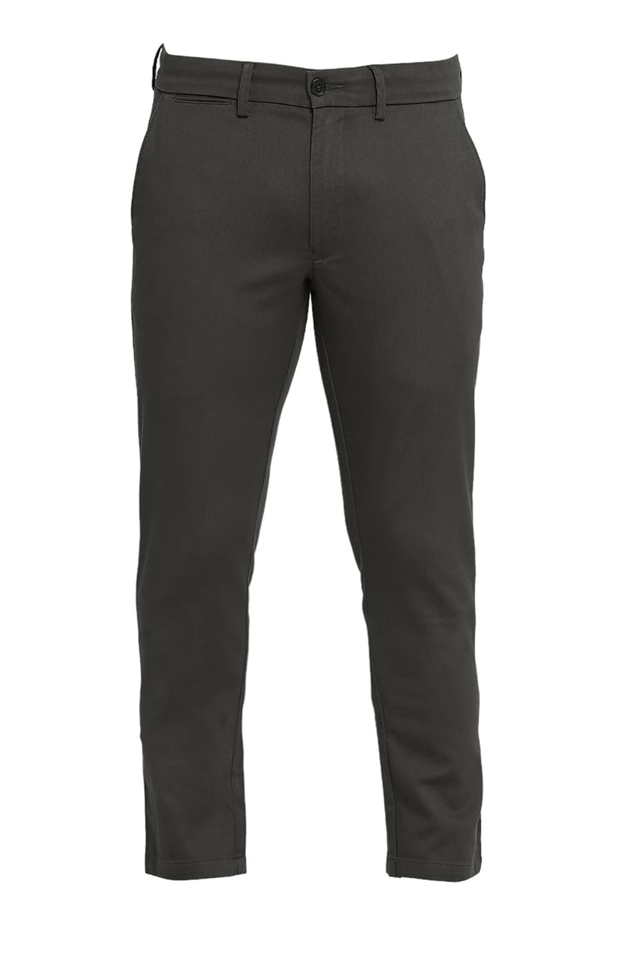 BASICS TAPERED FIT CASTOR GREY COTTON STRETCH DOBBY TROUSERS