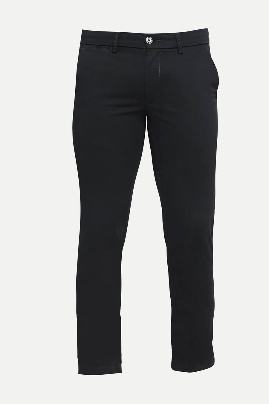 BASICS TAPERED FIT NAVY NIGHT COTTON STRETCH DOBBY TROUSERS