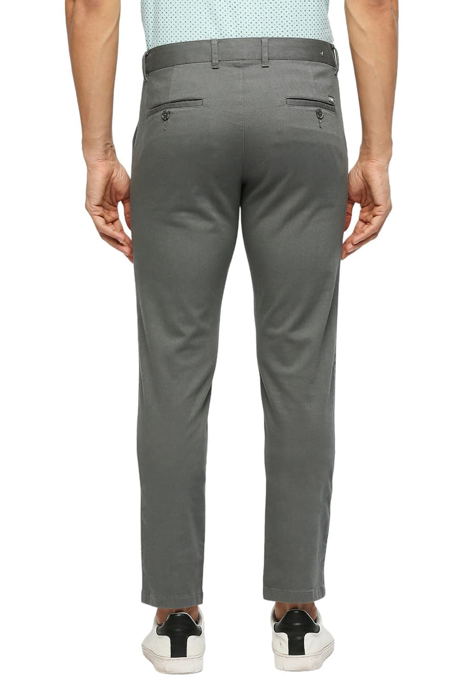 BASICS TAPERED FIT SEDONA SAGE GREY COTTON STRETCH DOBBY TROUSERS