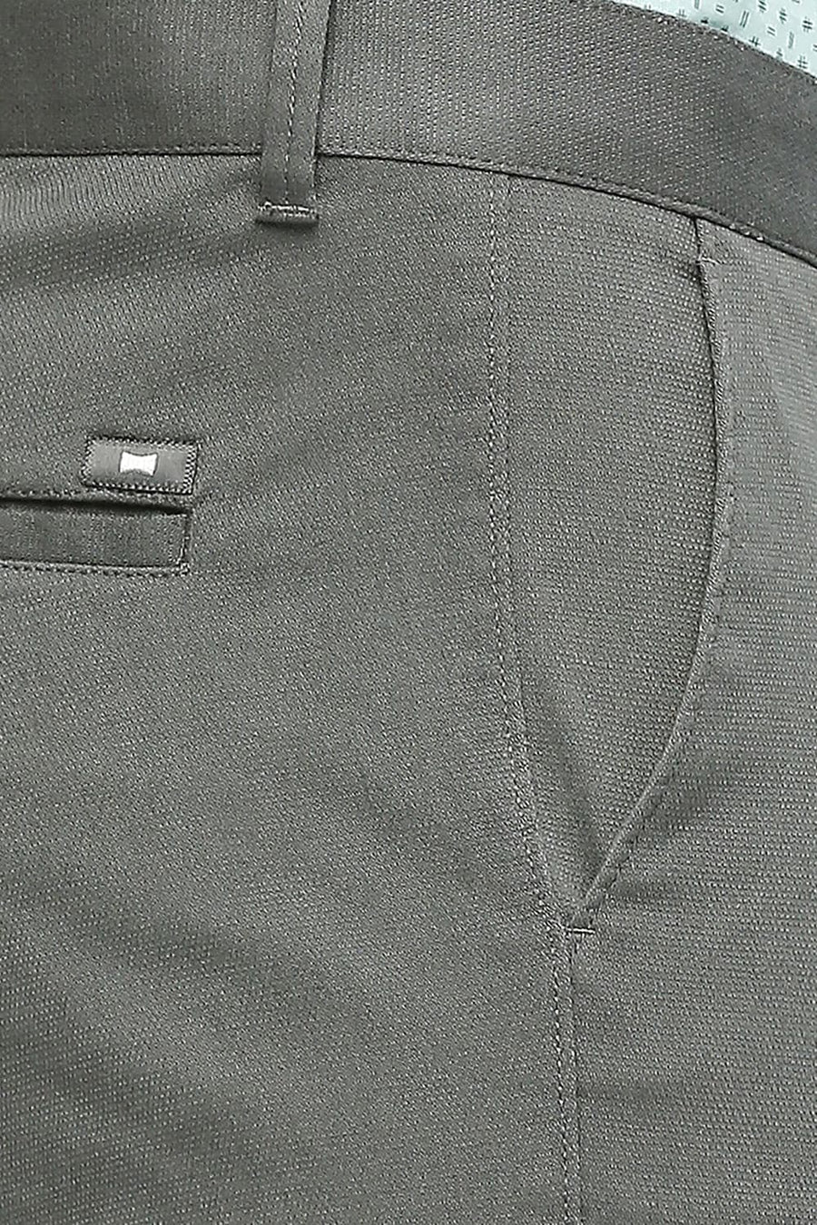 BASICS TAPERED FIT SEDONA SAGE GREY COTTON STRETCH DOBBY TROUSERS