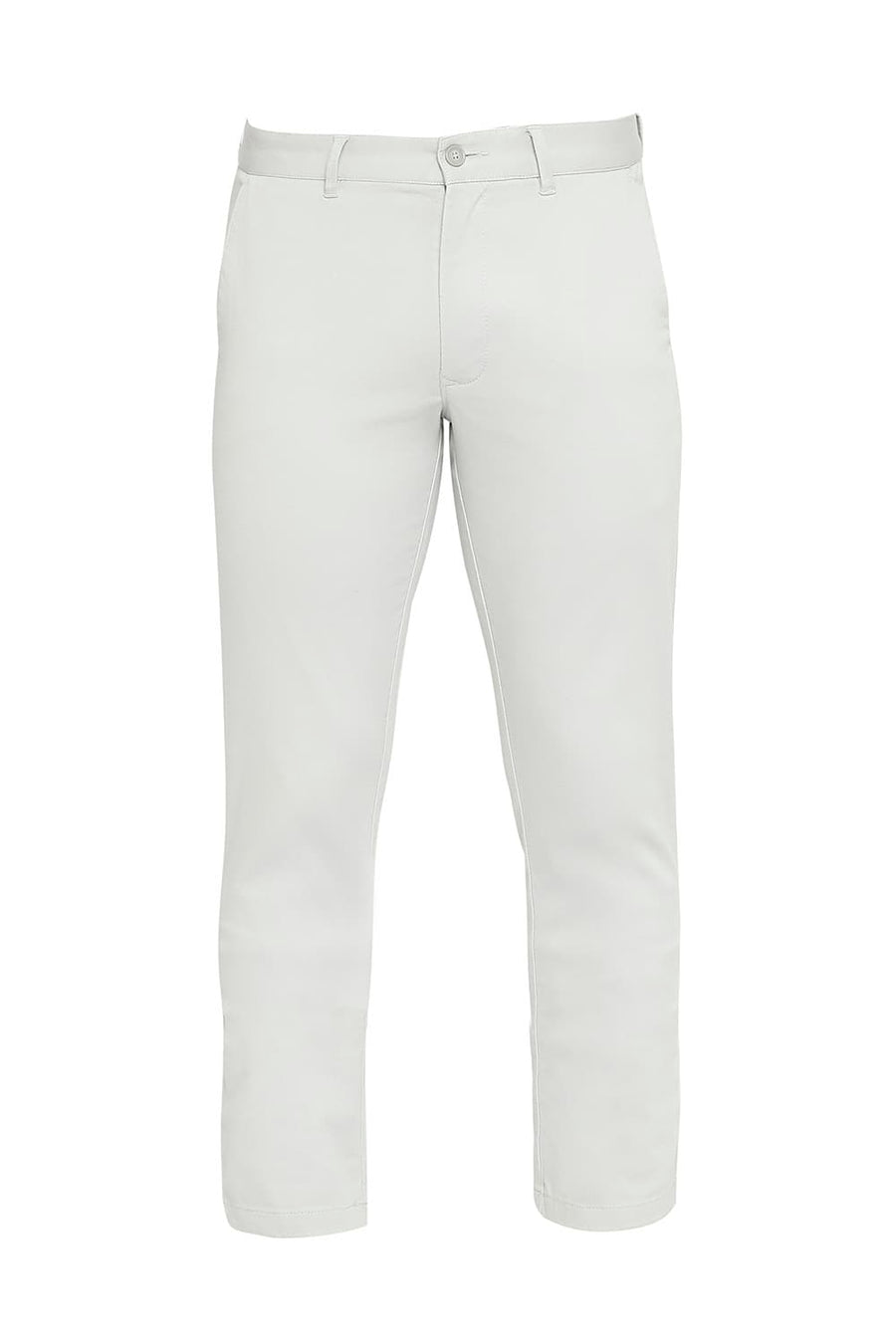 BASICS TAPERED FIT HIGH STONE COTTON STRETCH DOBBY TROUSERS