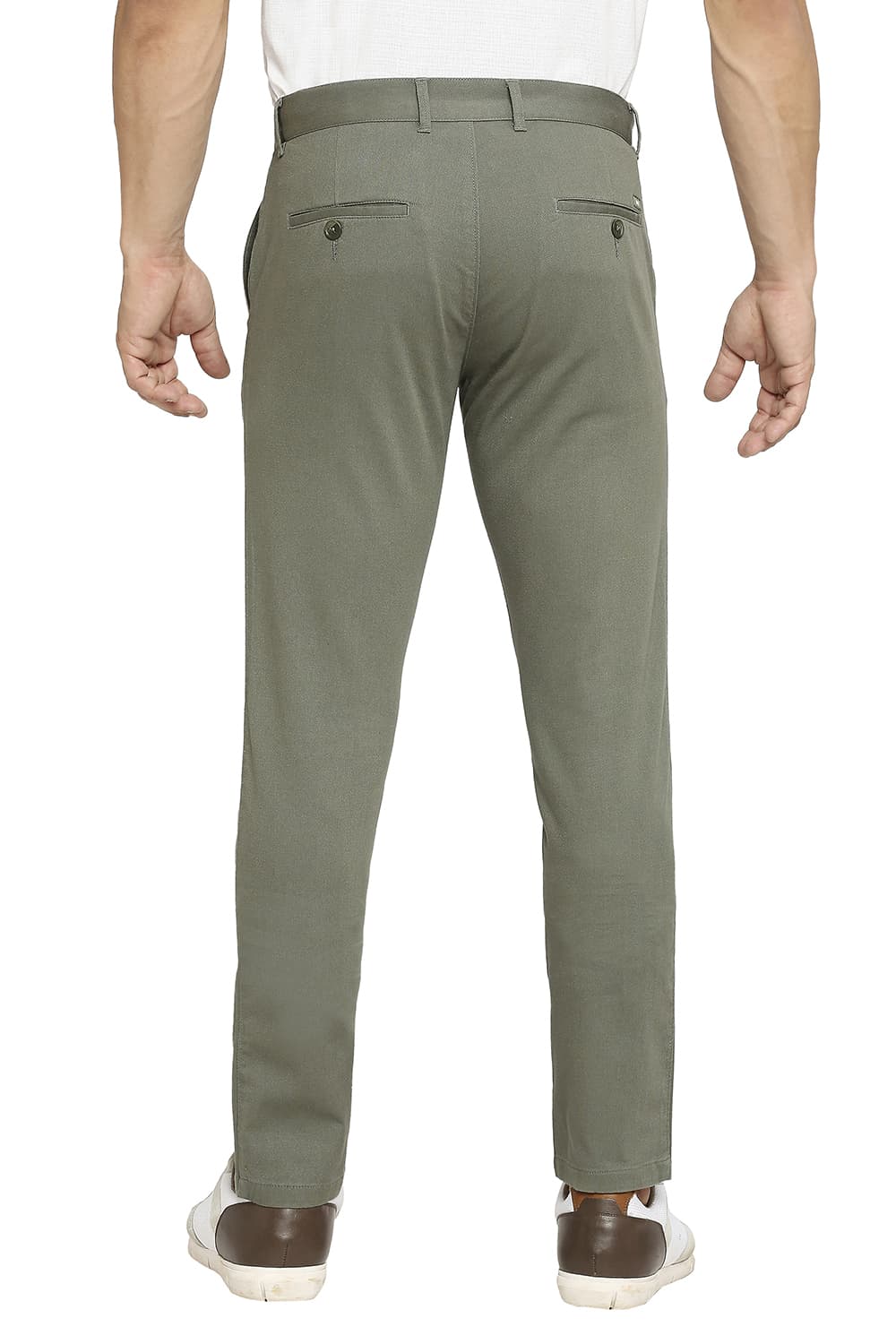 BASICS TAPERED FIT COTTON STRETCH DOBBY TROUSERS