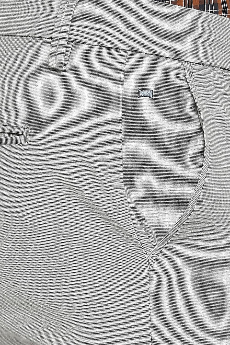 BASICS TAPERED FIT LIME STONE GREY COTTON PLOYESTER STRETCH DOBBY TROUSERS