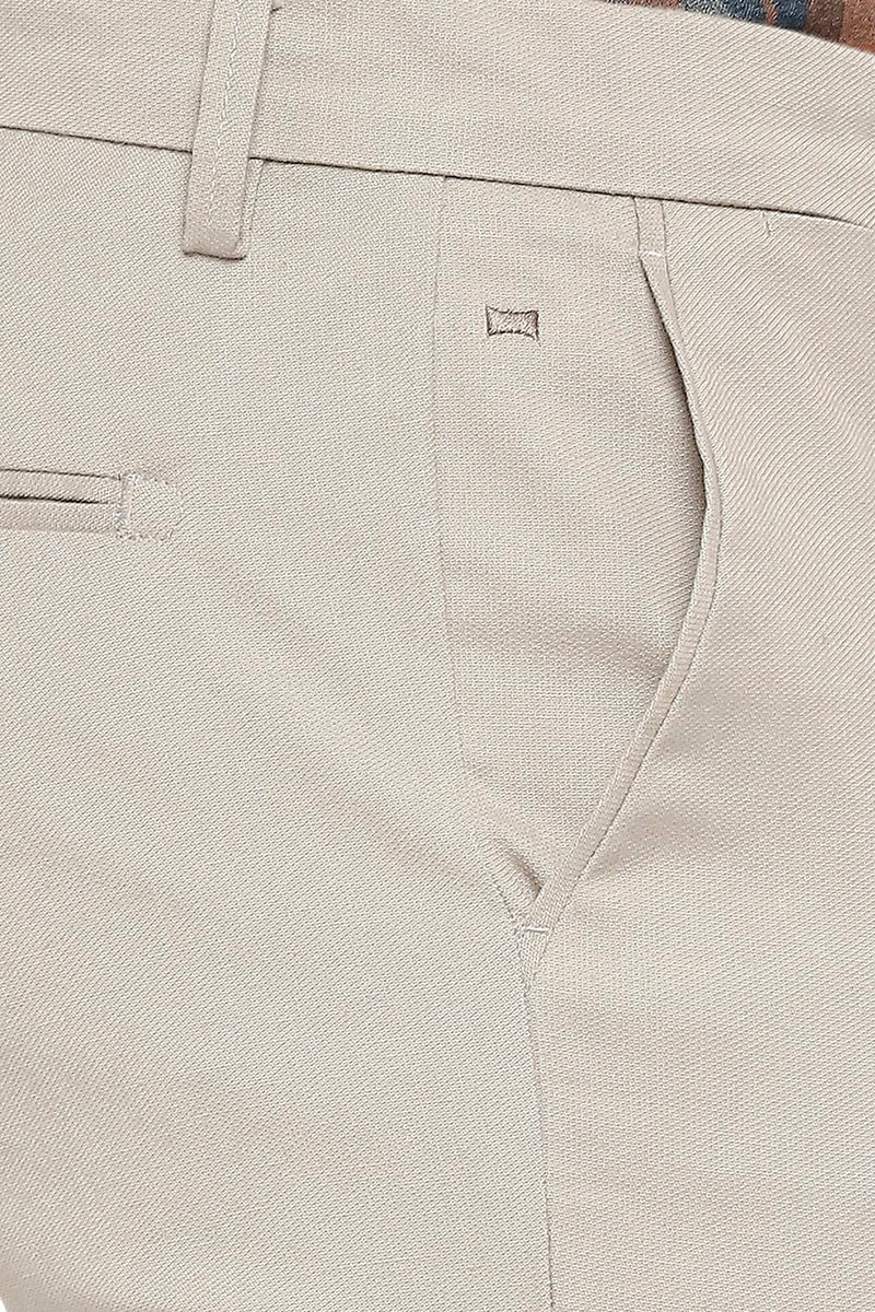 BASICS TAPERED FIT COTTON PLOYESTER STRETCH DOBBY TROUSERS